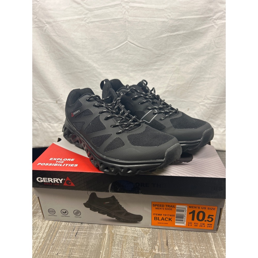 Gerry Speed Trail Mens Shoes Black Trail Running Sneakers 1917405 Size 10.5
